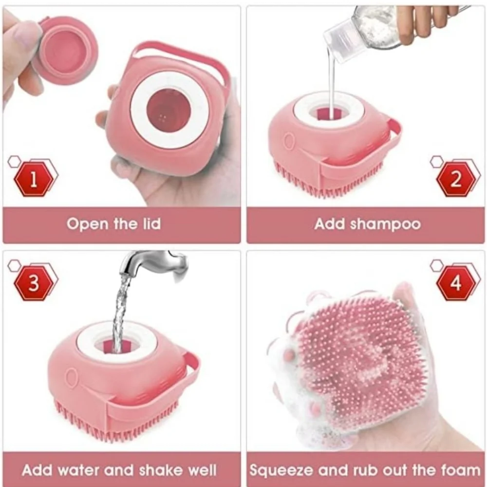 Dog Bath Brush Silicone (Pink)